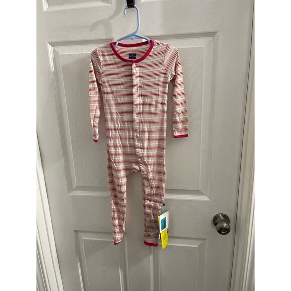 Kickee Pants Other - KicKee Pants Girl's Bamboo Fitted Coverall Desert Stripe Size 4T New With Tags